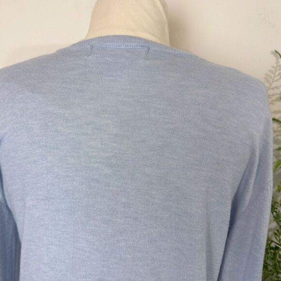 MAGASCHONI | blue tissue weight knit top | large | cashmere blend - Picture 6 of 9
